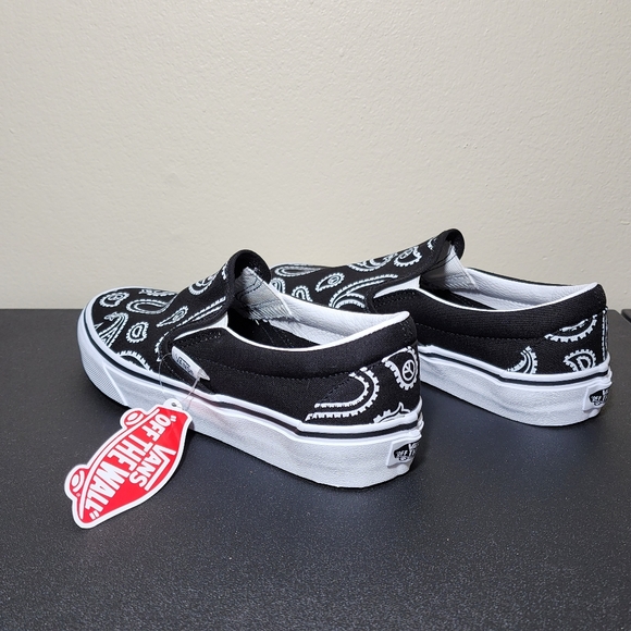 Vans Classic Slip On Black White Canvas Women's Shoes NEW - Picture 4 of 14